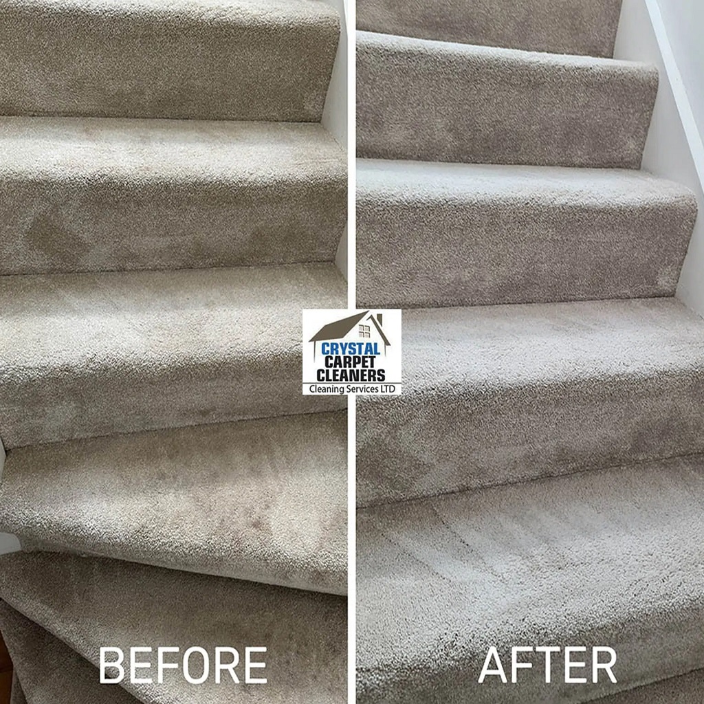 Before and after rug cleaning by Crystal Carpet Cleaners London